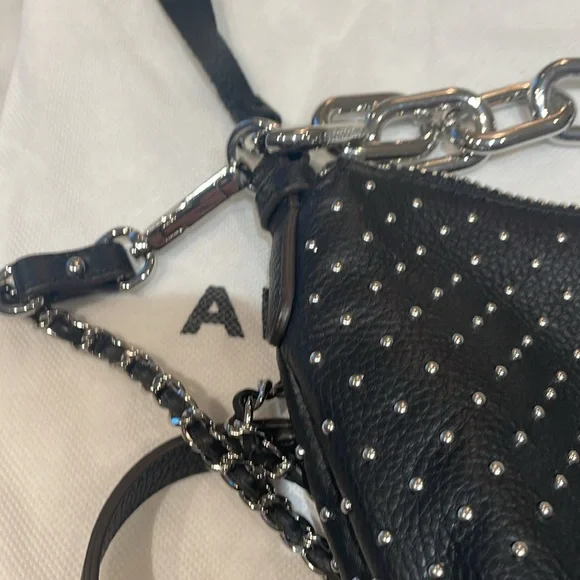 Aimee Kestenberg Black Studded Chain-Accent Shoulder Bag - Picture 10 of 14